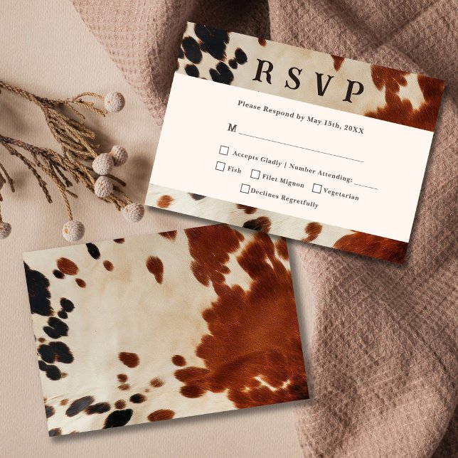Western Wedding Cowhide RSVP Card (Creator Uploaded)