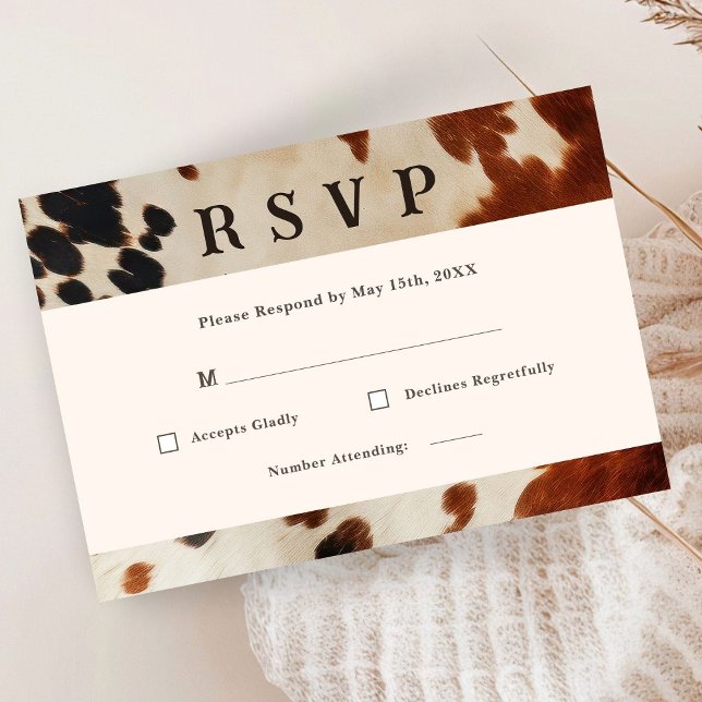 Western Wedding Cowhide RSVP Card (Creator Uploaded)