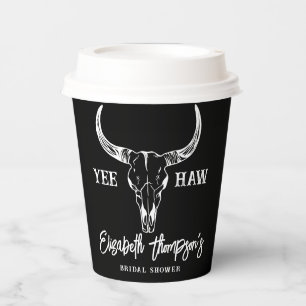 Western Wedding Custom Bridal Shower Modern Black Paper Cups