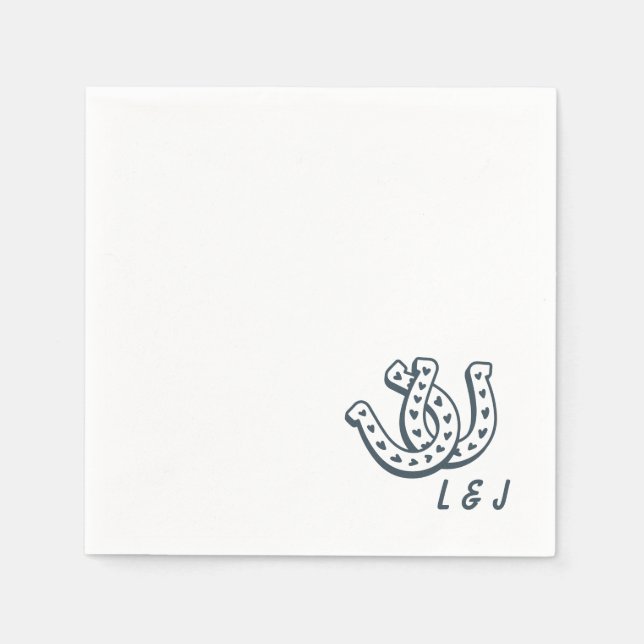 Western Wedding Custom Initials Country Cocktail Napkins (Front)