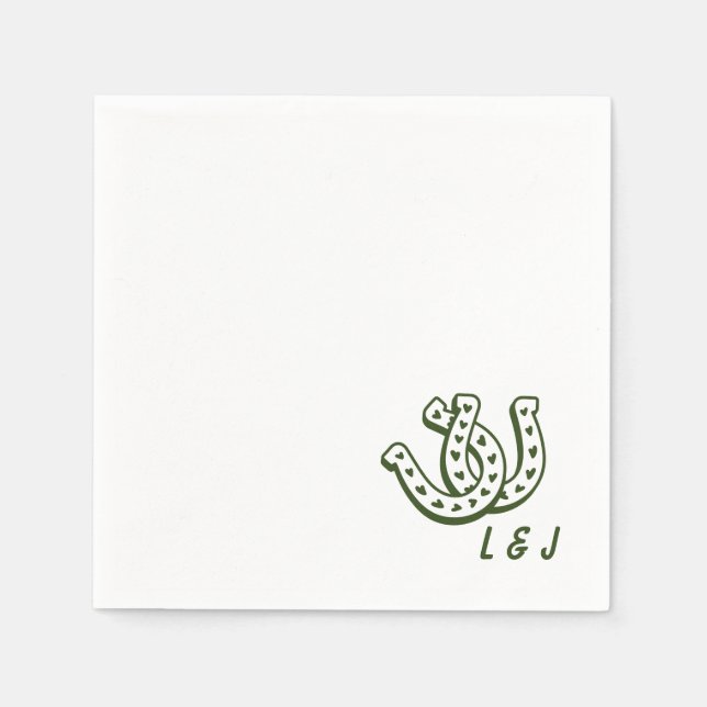 Western Wedding Custom Initials Country Cocktail Napkins (Front)