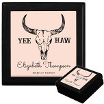 Western Wedding Custom Maid Of Honor Gift Jewelry Gift Box<br><div class="desc">This western wedding custom maid of honor jewelry box is perfect for storing all of your favorite jewelry on your special day. If you are planning a western wedding, then you know that the maid of honor is an important part of the ceremony and reception. What better way to show...</div>
