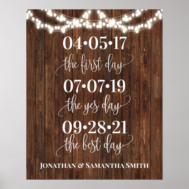 Western Wedding Date Yes Day Best Day Sign (Front)