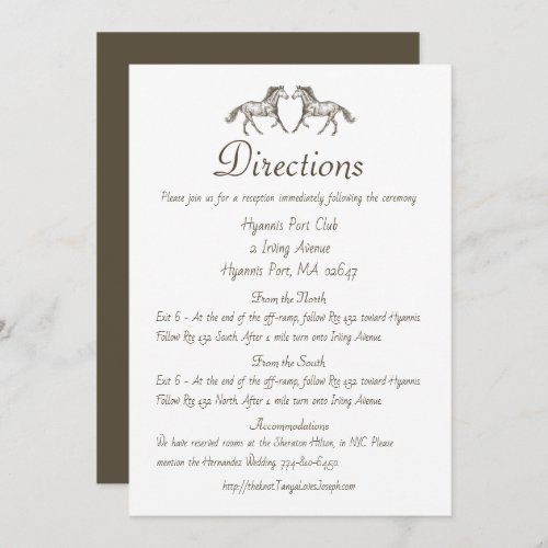 Western Wedding Directions Horse Country Brown Invitation