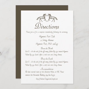 Western Wedding Directions Horse Country Brown Invitation