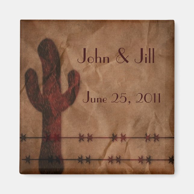 Western Wedding Favor Magnet (Front)