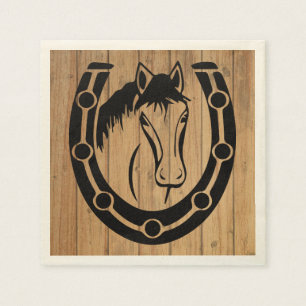Western Wedding Horse Horseshoe Country Wood Napkins