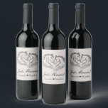 Western Wedding Horse Rustic Country Just Married Wine Label<br><div class="desc">Raise a toast to love with these elegant western "Just Married" labels featuring two graceful horses that form a heart—an ideal touch for rustic country weddings. Set in soft ivory cream with classic off-black script, this timeless design can be beautifully personalized for your celebration. Perfect for farm, barn, western, or...</div>