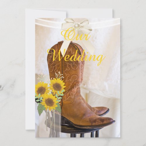 Western Wedding Invitation with Sunflowers