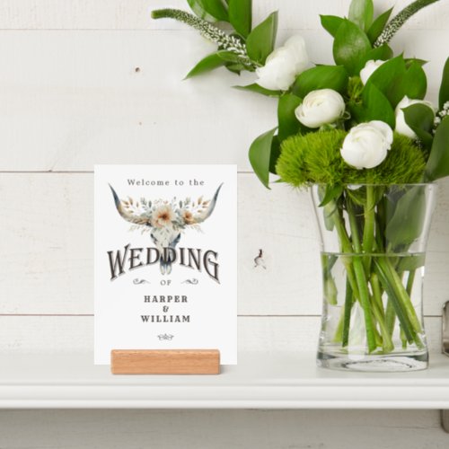 western wedding longhorn welcome  holder