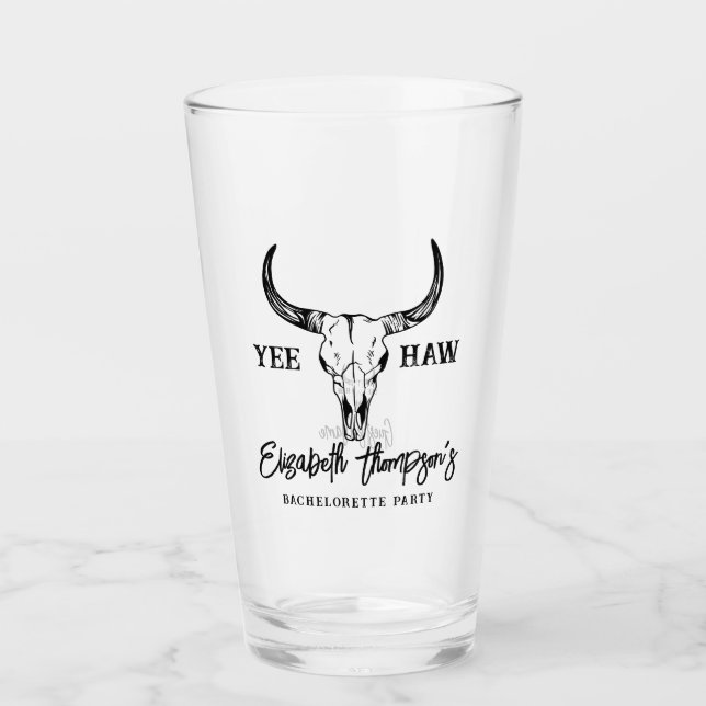 Western Wedding Personalized Bridal Shower Glass (Front)