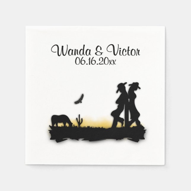 Western Wedding Personalized Napkins (Front)