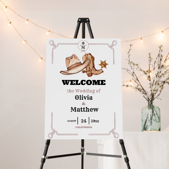 Western Wedding Rustic Welcome Wedding Sign (In Situ (Stand))