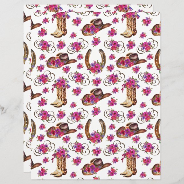 Western Wedding Scrapbook Paper (Front/Back)