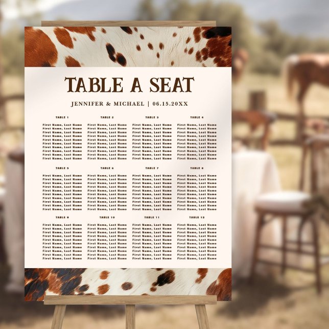 Western Wedding Seating Chart Foam Board (Creator Uploaded)