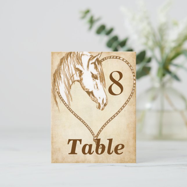 Western Wedding Table Cards numbers Postcard (Standing Front)