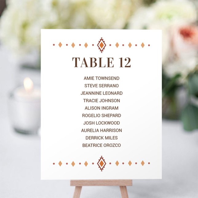 Western Wedding Table Number with Guest Names (Rustic Western Wedding Table Number with Guest Names)