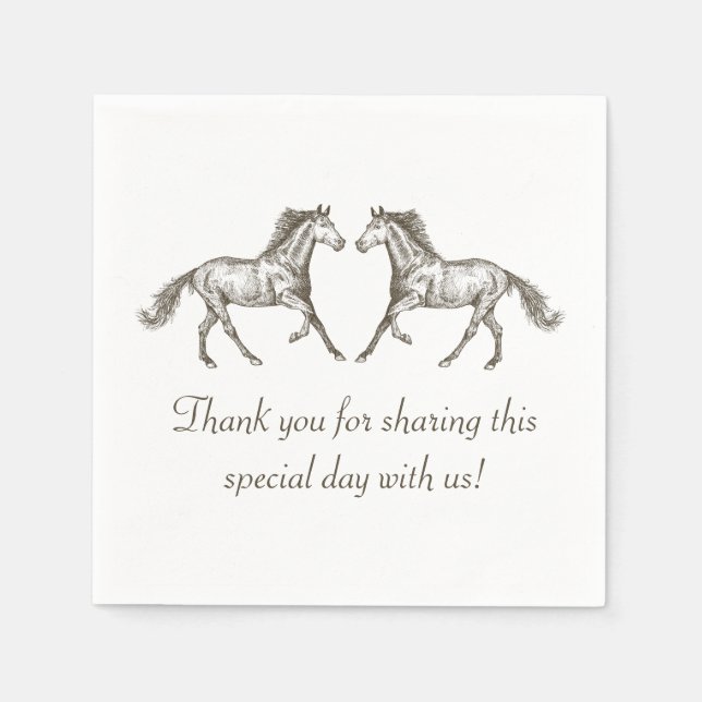 Western Wedding Thank You Horse Rustic Country Napkins (Front)