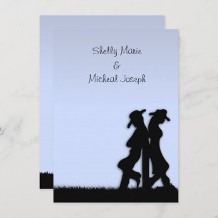 Western Wedding Theme Invitation Blue