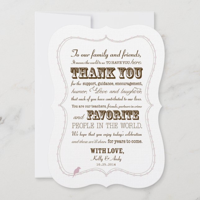 Western Wedding Typography Thank You Card (Front)