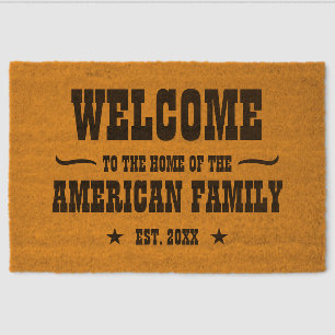 Western Welcome Black Typography Personalized Fiber Doormat