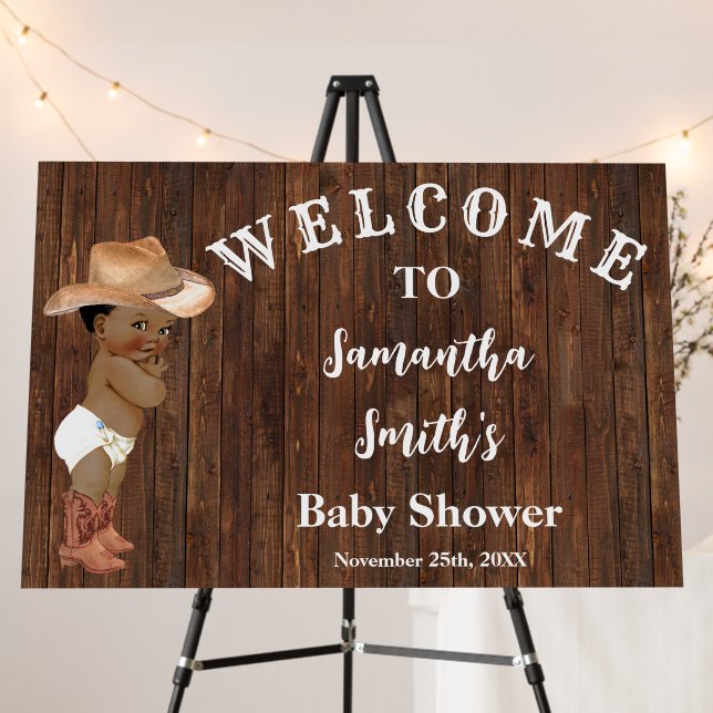 Western Welcome Little AA Cowboy Baby Shower Foam Board (In Situ (Stand))
