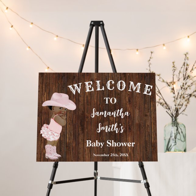 Western Welcome Little AA Cowgirl Pink Baby Shower Foam Board (In Situ (Stand))