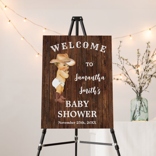 Western Welcome Little Cowboy Baby Shower Foam Board (In Situ (Stand))