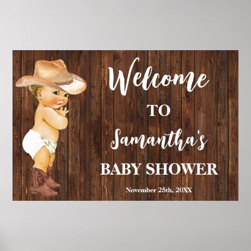 Western Welcome Little Cowboy Baby Shower Poster