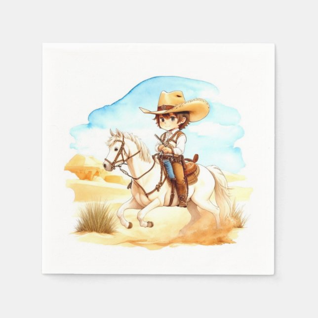 Western Whispers: Rustic Cowboy Baby Shower Napkins (Front)