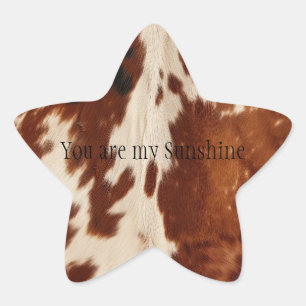 Western White Brown Black Cowhide Star Sticker