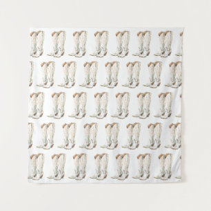 Western White Cowgirl Boots Birthday Backdrop
