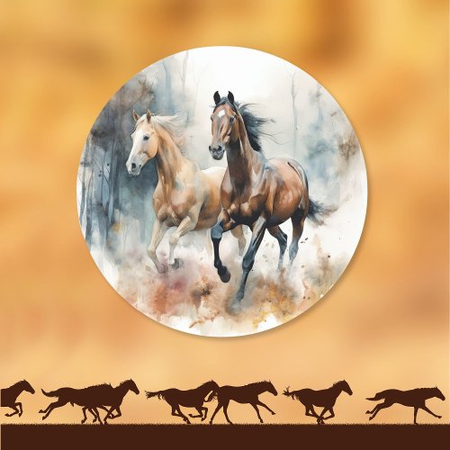 Western Wild Horse Classic Round Sticker