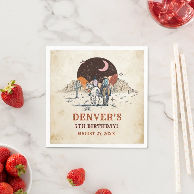 Western Wild West Country Cowboy Birthday Napkins (Insitu)