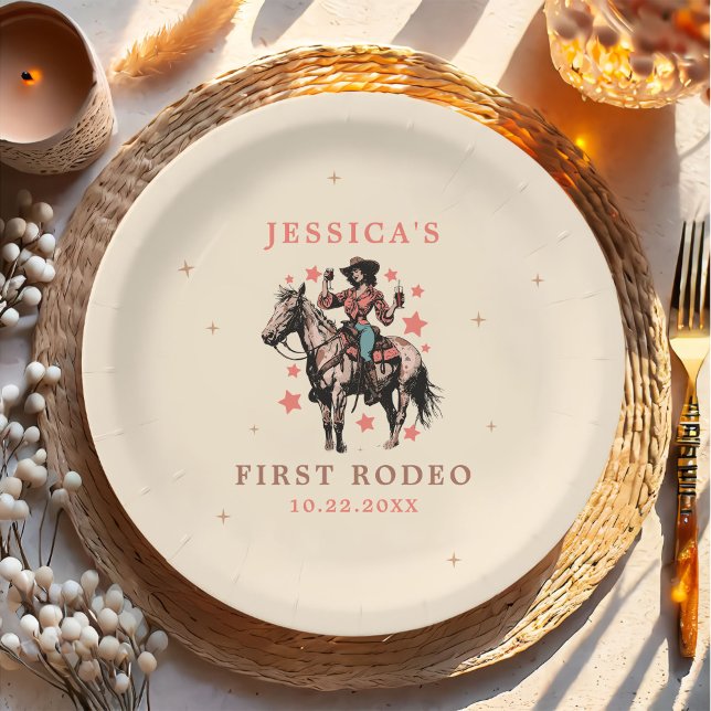 Western Wild West Country Cowgirl Birthday Paper Plates (Creator Uploaded)