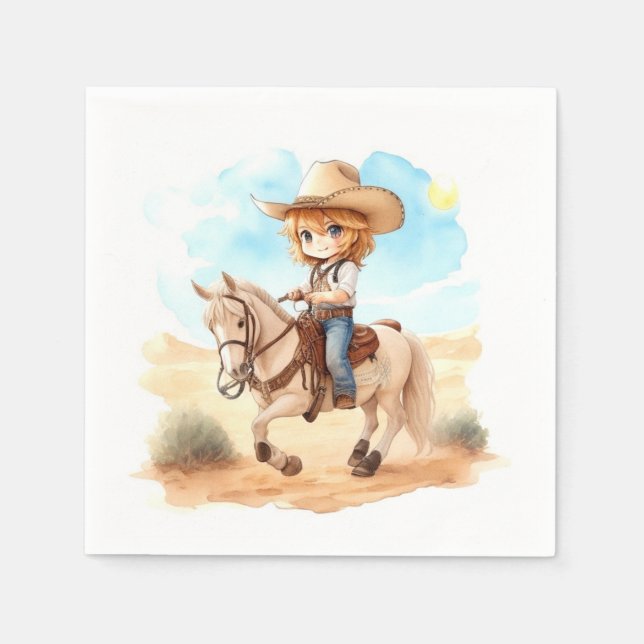 Western Wild West: Cowboy Baby Shower Napkins (Front)