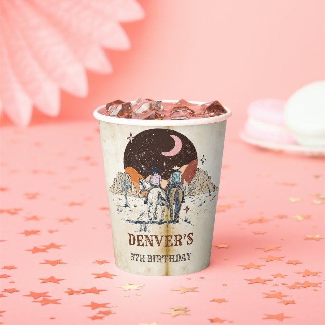 Western Wild West Cowboy Birthday Party Paper Cups (Insitu)