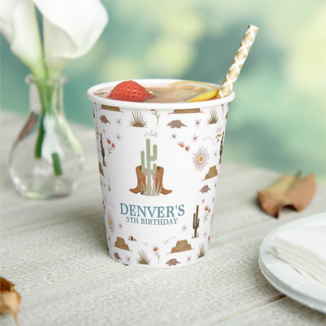 Western Wild West Cowboy Birthday Party Paper Cups (Insitu)