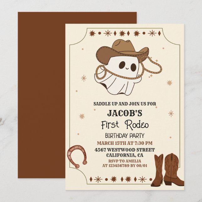 Western wild west first rodeo halloween birthday invitation (Front/Back)