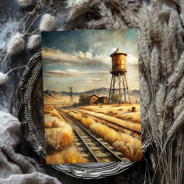 Western wild west old railway line in prairie tissue paper (Western wild west old abandoned railway line tissue paper)