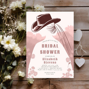 Western Wildflowers Rustic Pink Chic Bridal Shower Invitation