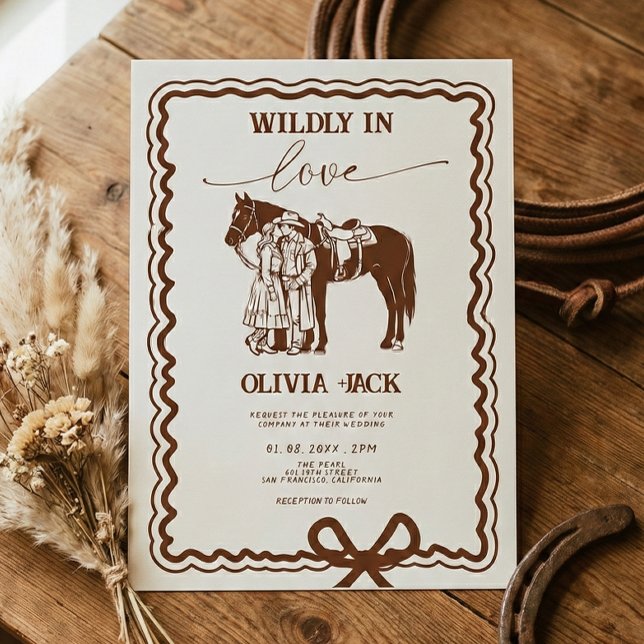 Western Wildly in love Hand Drawn Wedding Invitation (Creator Uploaded)