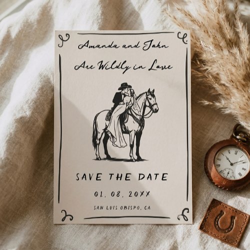 Western Wildly in Love Rustic Save the Date Invitation