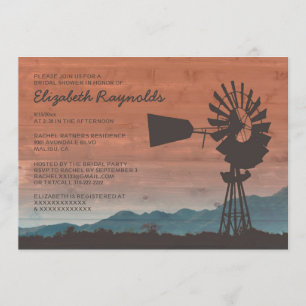 Western Windmill Bridal Shower Invitations