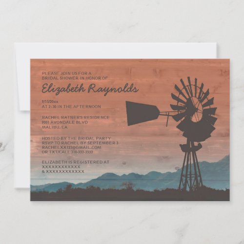 Western Windmill Bridal Shower Invitations