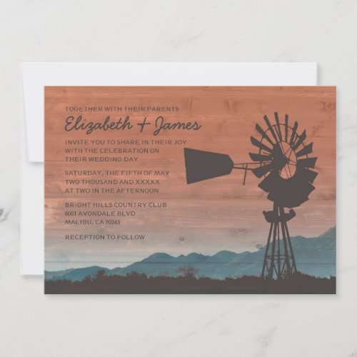 Western Windmill Wedding Invitations