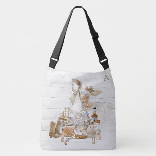  Western Woman Horse Floral Gun Hat Rustic Crossbody Bag