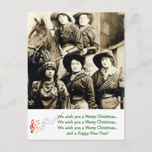 Western Women Christmas Greetings Holiday Postcard