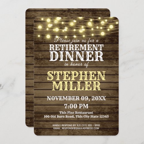 Western Wood and Lights Retirement Dinner Invitation