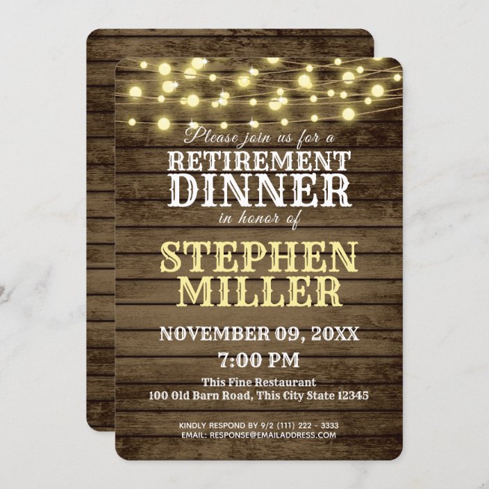 Western Wood and Lights Retirement Dinner Invitation | Zazzle.com